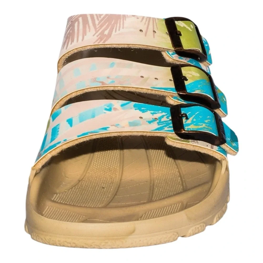 Birkenstock/ Birkis Kids/Boys Tan/Blue Sansibar Slides/Skip On Sandals | NEW/NWT